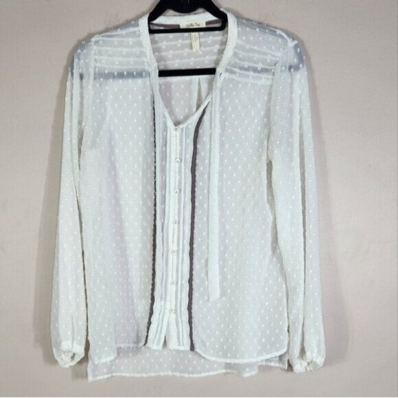 Matilda Jane Friends Forever Renae Long Sleeve See Through Button Down Top M - Picture 2 of 8